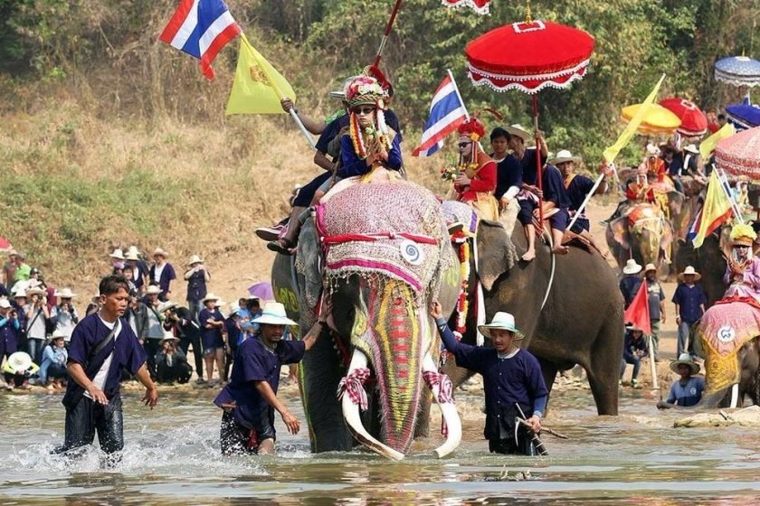 Si-Satchanalai-Elephant-Back-Ordination-Procession-in-Si-Satchanalai-Thailand